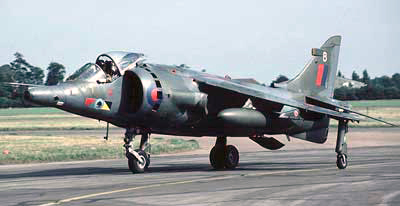 Harrier kampfly fra det britiske luftvåben