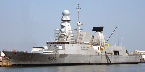 Den franske destroyer Forbin under bygning